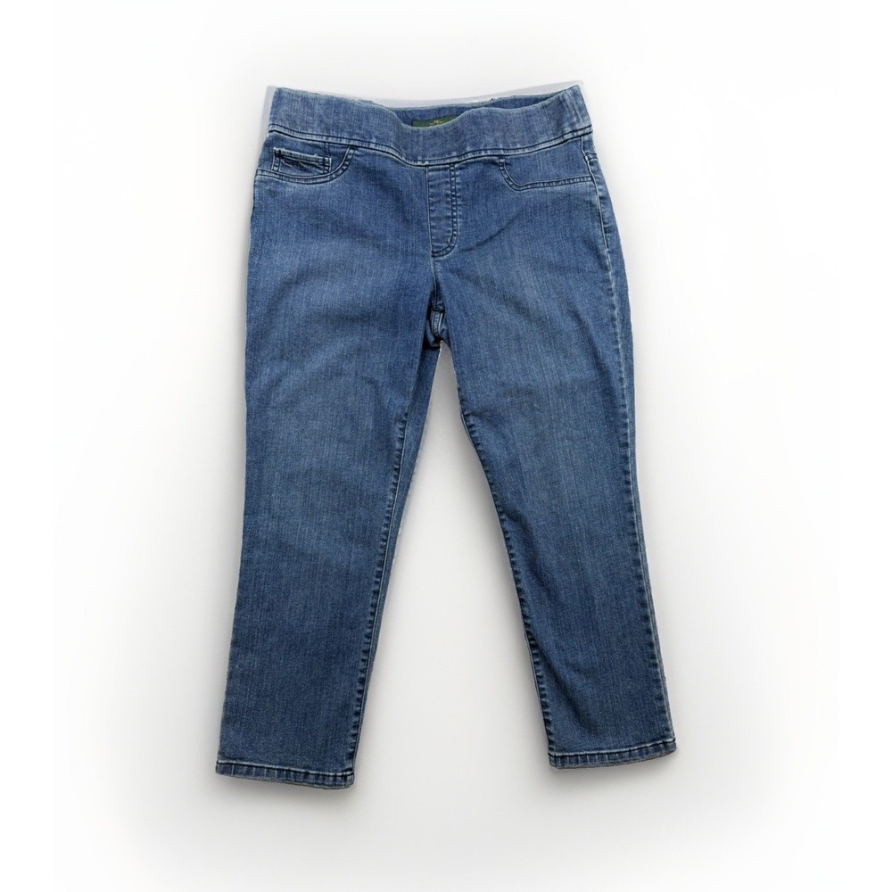 Lauren Ralph Lauren Blue Ankle Pull-on Stretch Straight Cropped Jeans Size 12